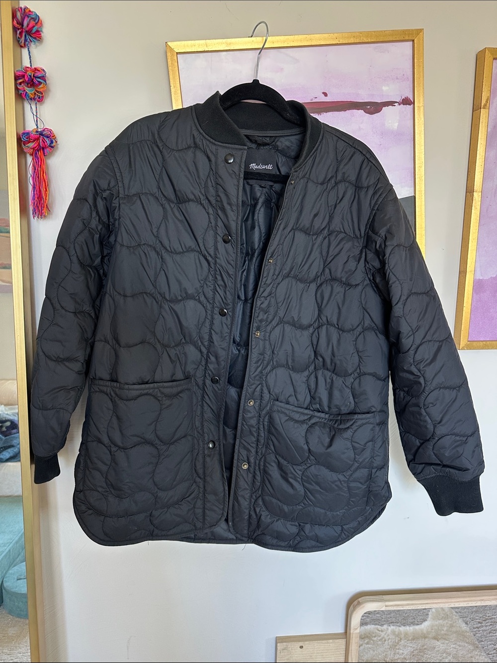 Madewell Black Quilted Lightweight Puffer
